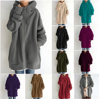 Women's Longline Full-Zip Drawstring Hoodie with Pockets - KaleaBoutique.com