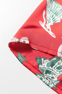KaleaBoutique Comfortable Christmas Fashion Print Contrast Ruffle Trim Ribbon Bow Knot 2pcs Pajama Set - KaleaBoutique.com