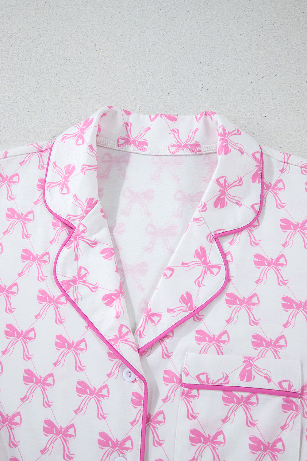 KaleaBoutique Comfortable Bowknot Printed Short Sleeve and Ruffled Shorts Pajama Set - KaleaBoutique.com