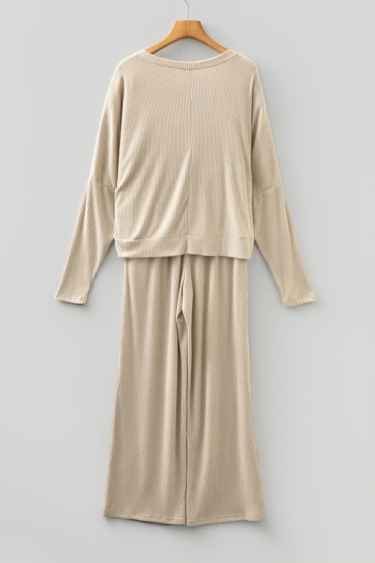 KaleaBoutique Comfortable 3D Ribbed V Neck Pullover Drawstring Pants 2 Piece Lounge Set - KaleaBoutique.com