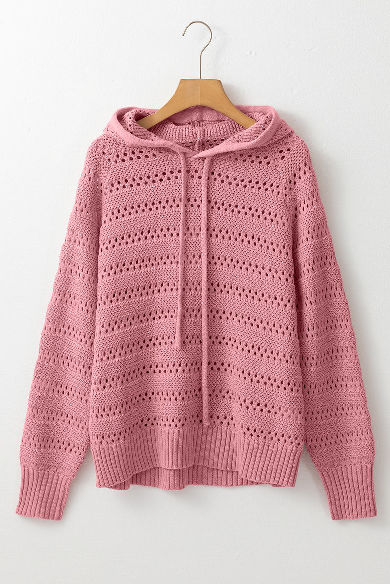 KaleaBoutique Pointelle Knit Raglan Sleeve Hooded Sweater - KaleaBoutique.com