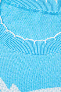 KaleaBoutique Comfortable Big Ribbon Bow Print Contrast Stitch Trim Drop Shoulder Sweater - KaleaBoutique.com