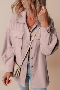Corduroy Flap Pocket Button Up Shacket - KaleaBoutique.com