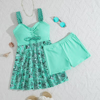 Women's Paisley Print Ruched Swim Dress and Shorts 2 PC Tankini Set - KaleaBoutique.com