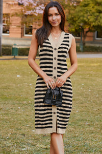 KaleaBoutique Stylish Buttoned Front Pencil Midi Sleeveless Sweater Dress - KaleaBoutique.com