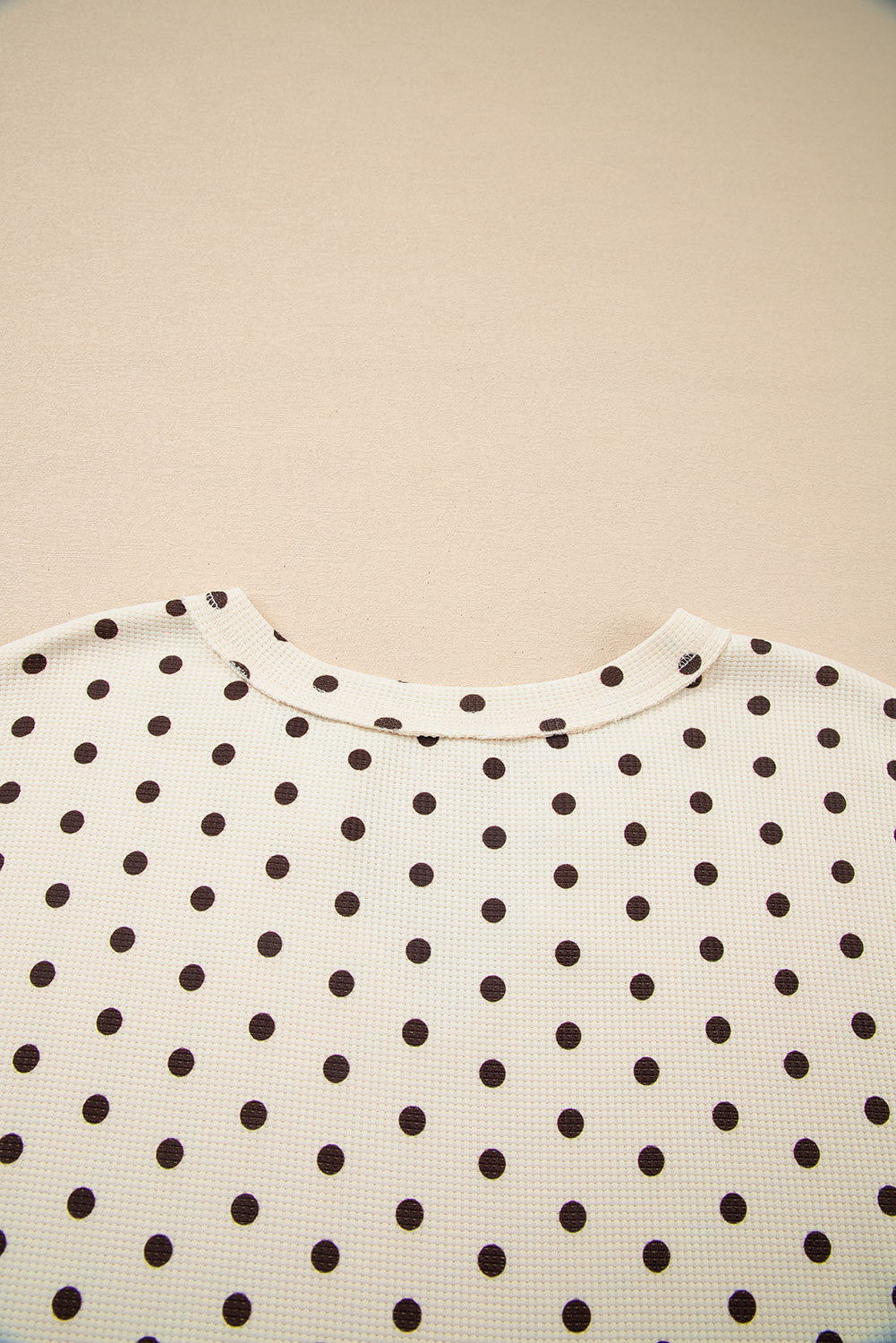 KaleaBoutique Comfortable Polka Dot Print Notched Neck Long Sleeve Top Drawstring Jogger Pants Waffle Knit Lounge Set - KaleaBoutique.com