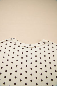 KaleaBoutique Comfortable Polka Dot Print Notched Neck Long Sleeve Top Drawstring Jogger Pants Waffle Knit Lounge Set - KaleaBoutique.com