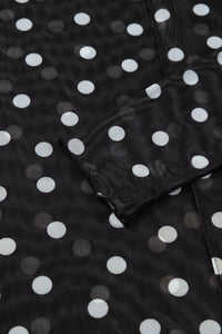 Polka Dot Patterned Bodycon Mock Neck Mesh Long Sleeve Top - KaleaBoutique.com