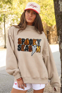 Apricot Sequin Spooky Season Halloween Sweatshirt - KaleaBoutique.com