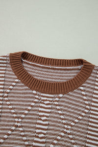 KaleaBoutique Geometric Textured Drop Shoulder Sweater - KaleaBoutique.com