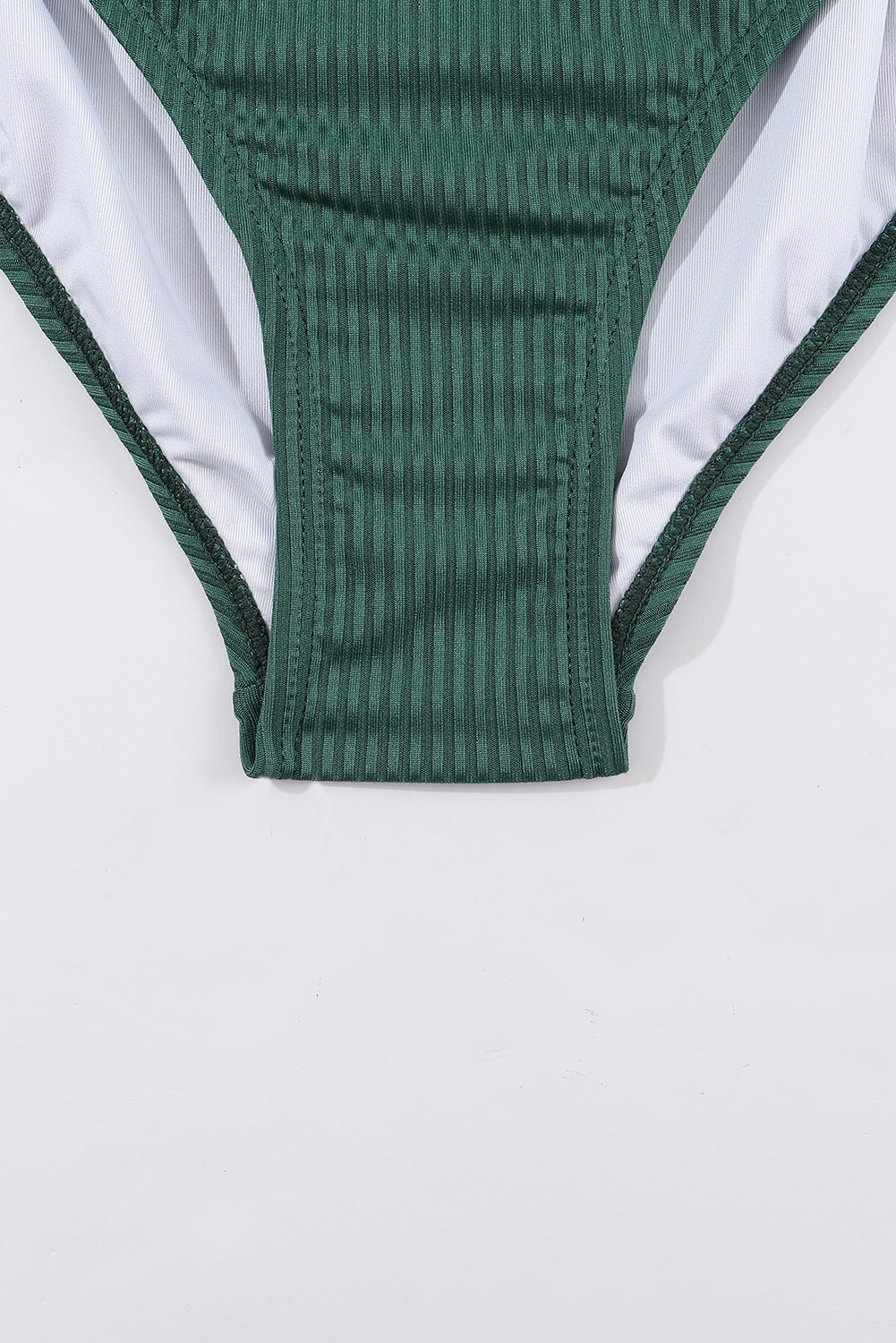 KaleaBoutique Stylish Comfortable Ruched U Neck Ribbed Tankini