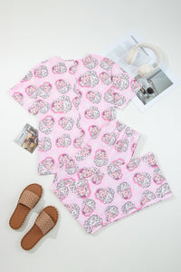 KaleaBoutique Comfortable Santa Claus Print V Neck Tee Drawstring Pants 2pcs Lounge Set - KaleaBoutique.com