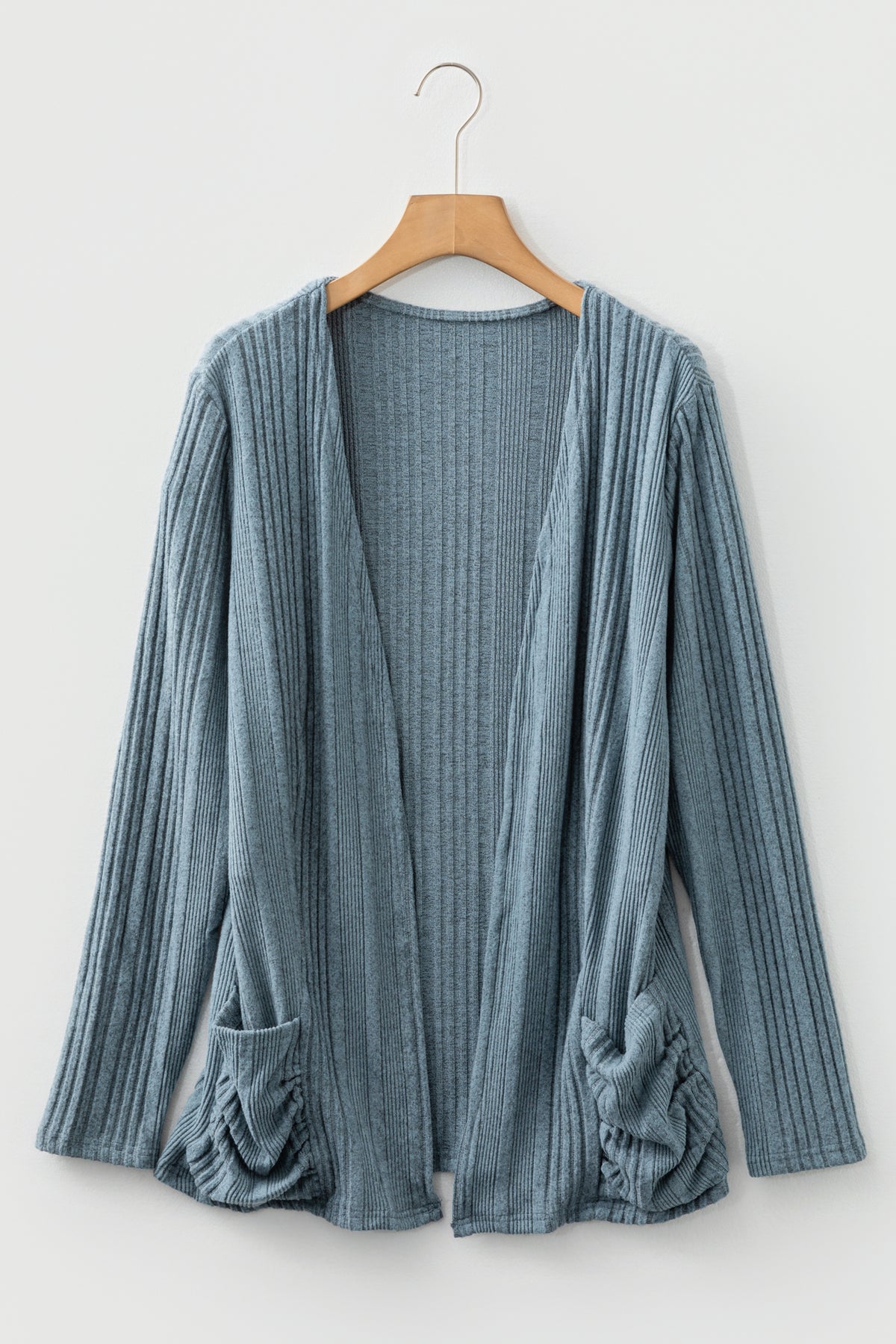 KaleaBoutique Comfortable Ribbed Open Front Knitted Top with Pockets - KaleaBoutique.com