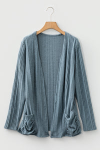 KaleaBoutique Comfortable Ribbed Open Front Knitted Top with Pockets - KaleaBoutique.com