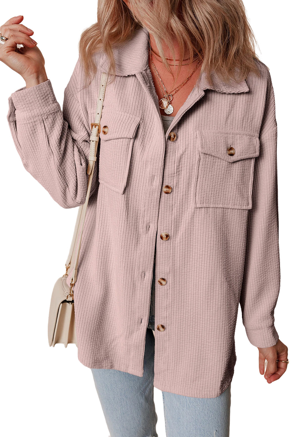 Corduroy Flap Pocket Button Up Shacket - KaleaBoutique.com