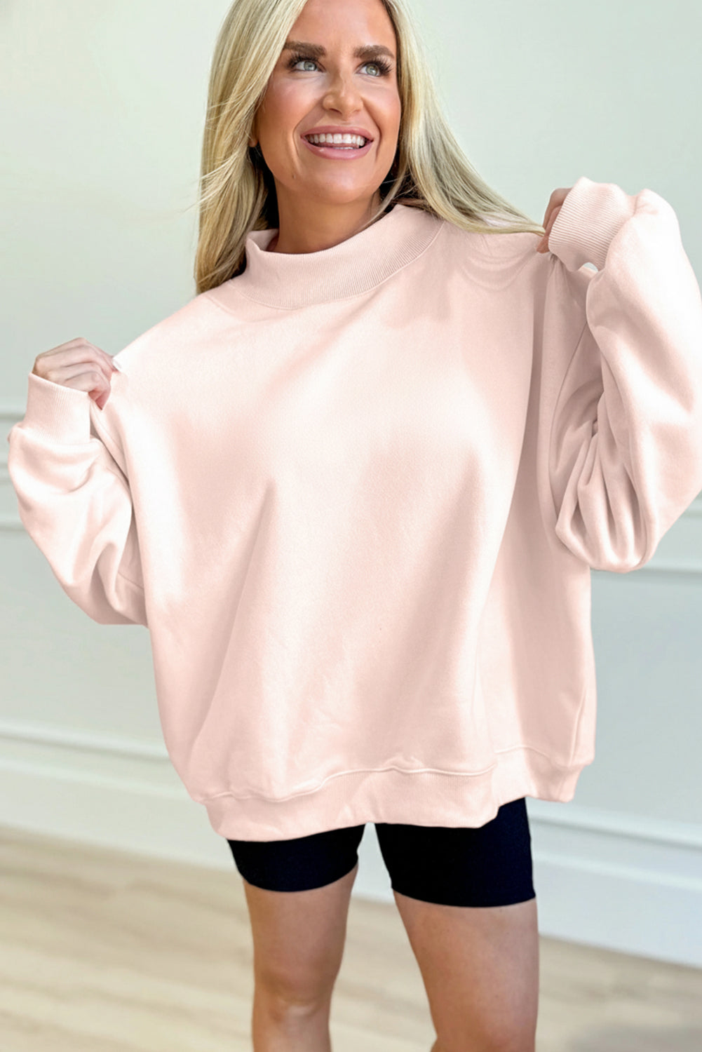 KaleaBoutique Comfortable Oversize Mock Neck Sweatshirt - KaleaBoutique.com
