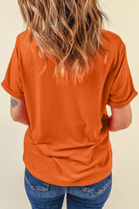 Orange Embroidered Spooky Ghost Halloween Graphic Tee - KaleaBoutique.com
