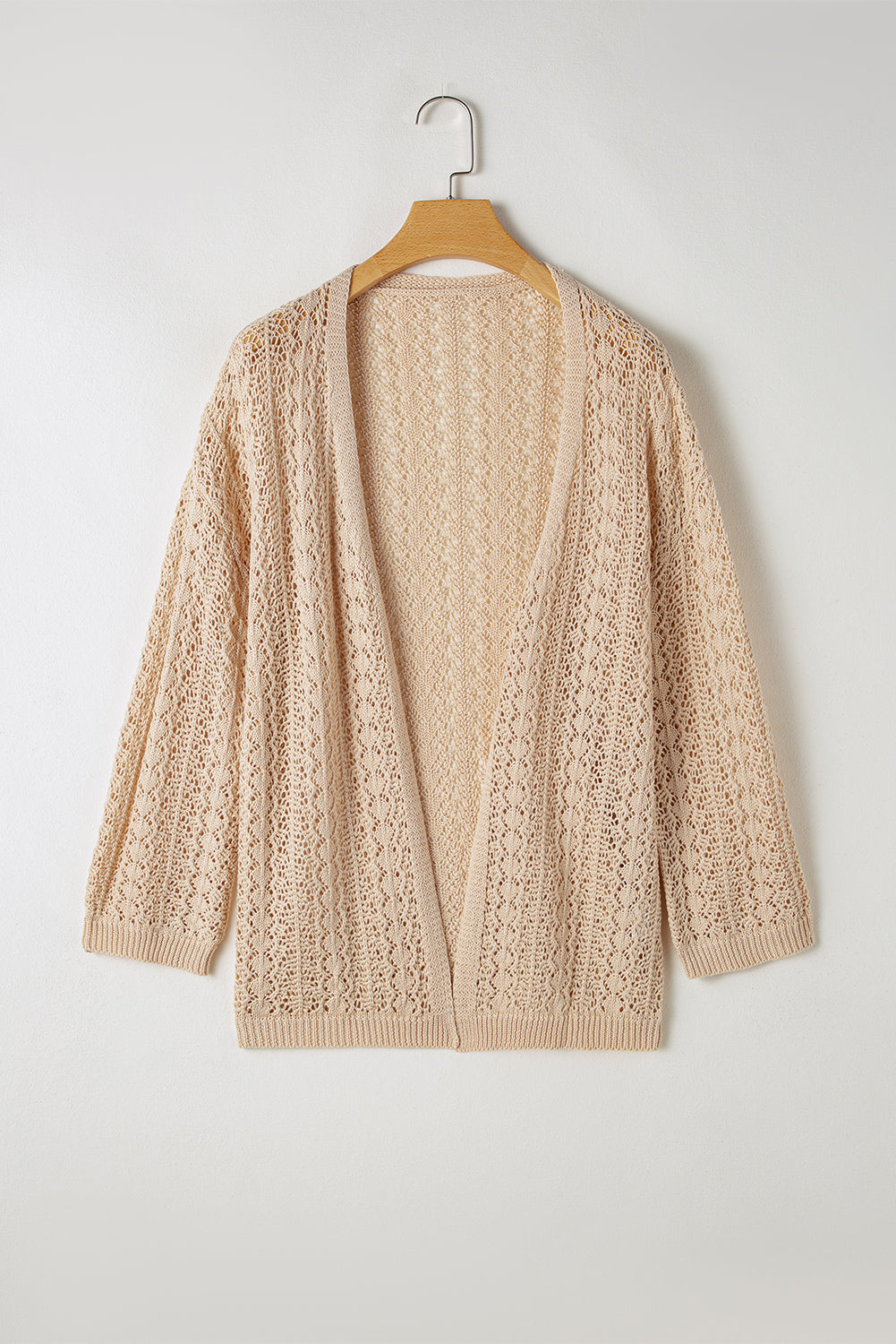 Hollow Out Knit Drop Shoulder Open Front Cardigan - KaleaBoutique.com