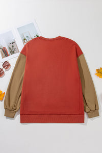 KaleaBoutique Two Tone Patchwork Drop Shoulder Pullover Sweatshirt - KaleaBoutique.com