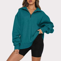 Women's Half-Zip Drop-Shoulder Pullover Sweatshirt - KaleaBoutique.com