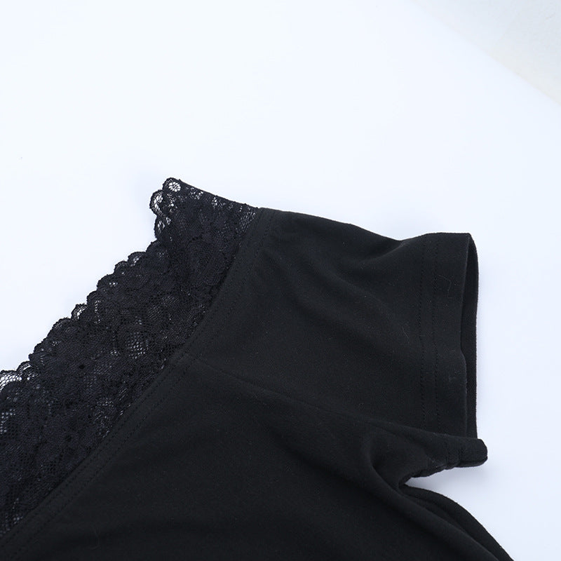 Women's Lace-Trim Off-Shoulder Short-Sleeve Top