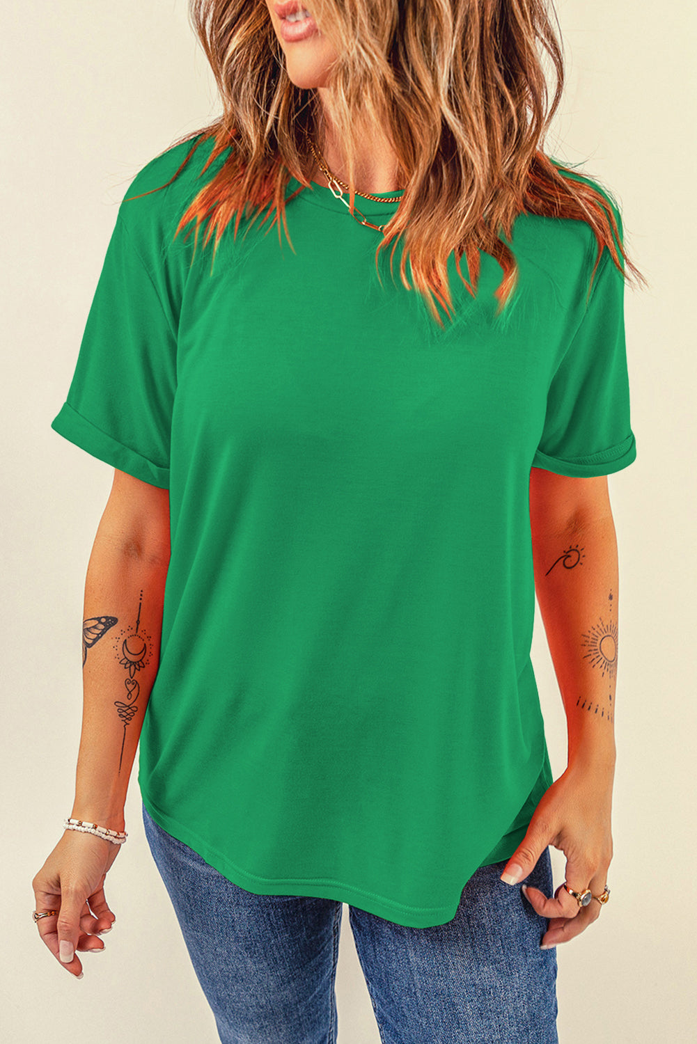 KaleaBoutique Perfect Casual Plain Crew Neck Tee - KaleaBoutique.com