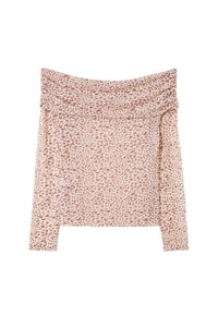 KaleaBoutique Stylish Leopard Print Foldover Off Shoulder Long Sleeve Mesh Top - KaleaBoutique.com