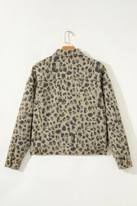 Retro Leopard Print Seam Detail Button Down Denim Jacket - KaleaBoutique.com