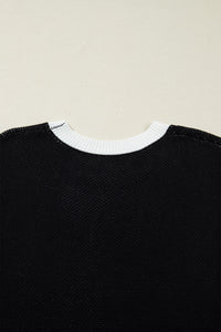 KaleaBoutique Comfortable Horse Shoe Pattern Contrast Trim Short Sleeve Sweater - KaleaBoutique.com