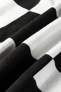KaleaBoutique Stylish Checkered Pattern Loose Drop Shoulder Half Sleeve Sweater - KaleaBoutique.com