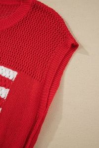 KaleaBoutique Stylish Flag Graphic Short Sleeve Sweater Top - KaleaBoutique.com
