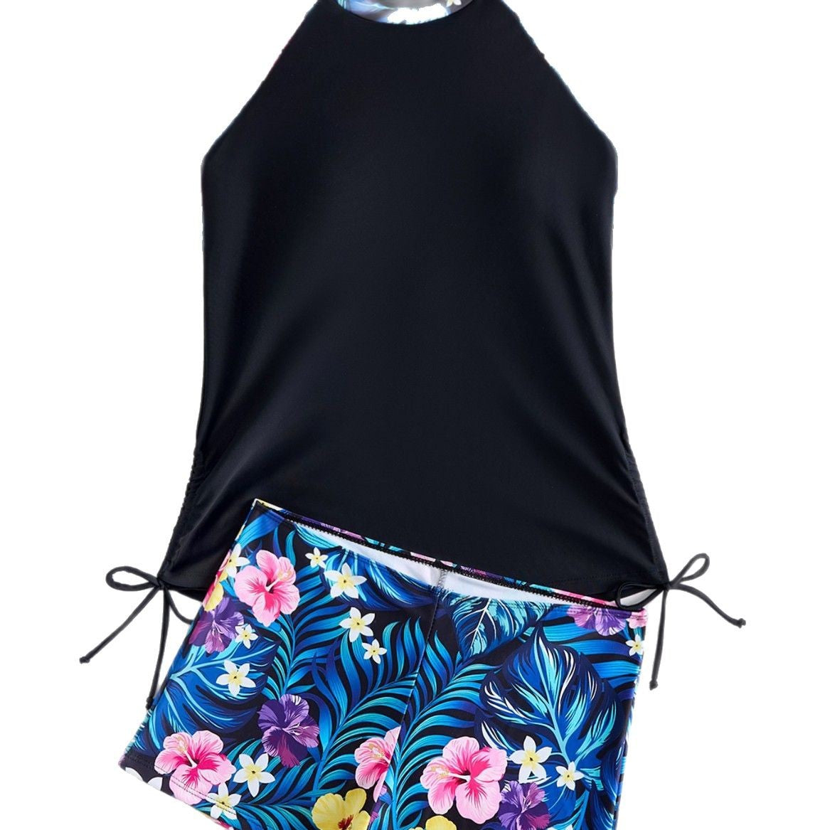 Women's Tropical Floral Short-Sleeve Swim Top and Shorts 2 PC Tankini Set - KaleaBoutique.com