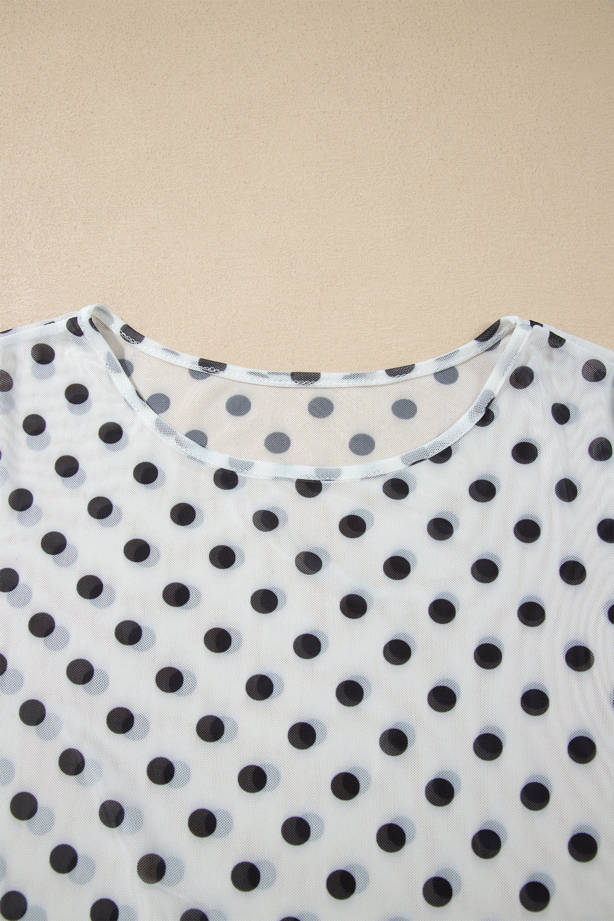 KaleaBoutique Stylish Polka Dot Sheer Mesh Long Sleeve Round Neck Shift Top - KaleaBoutique.com