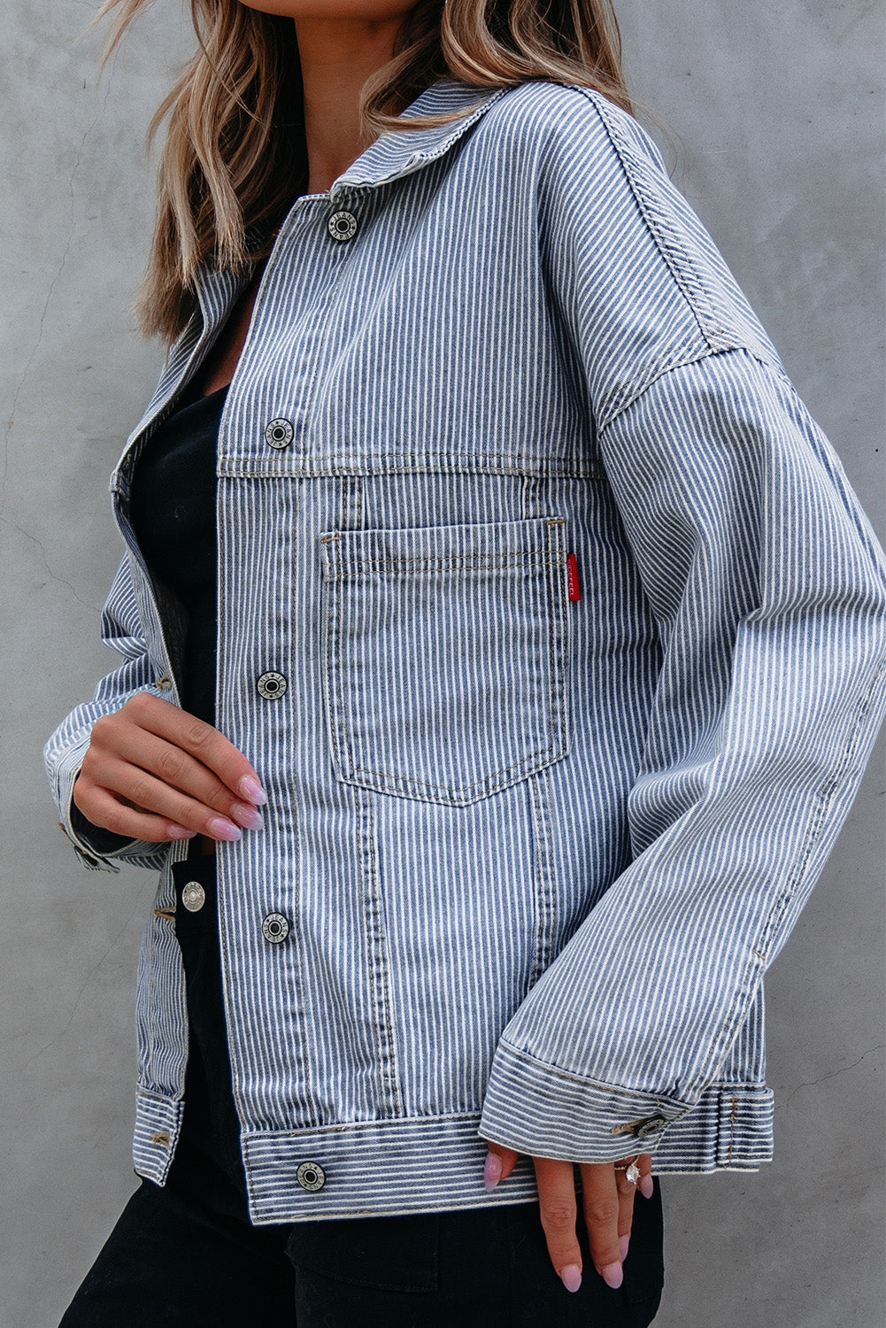 Washed Oversize Pocketed Denim Jacket - KaleaBoutique.com