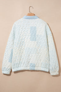 Floral Quilted Half Button Pocketed Pullover Sweatshirt - KaleaBoutique.com