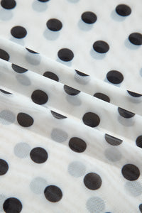 KaleaBoutique Stylish Polka Dot Sheer Mesh Long Sleeve Round Neck Shift Top - KaleaBoutique.com