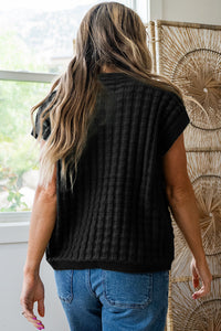 KaleaBoutique Comfortable Solid Color Round Neck Textured Short Sleeve Sweater - KaleaBoutique.com