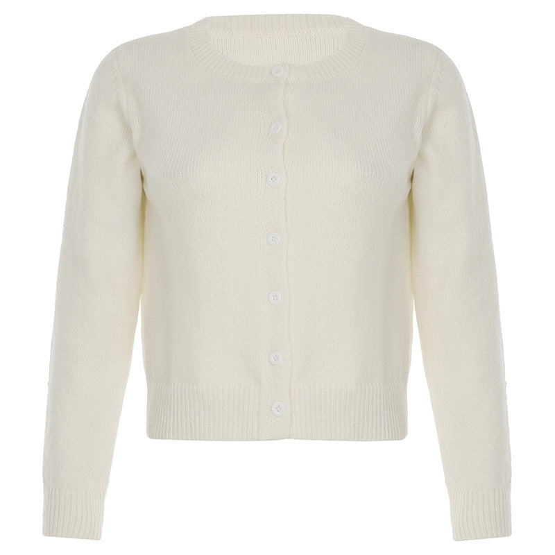 Women's Round-Neck Button-Front Cardigan with Ribbed Trim - KaleaBoutique.com