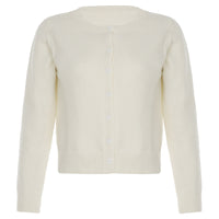Women's Round-Neck Button-Front Cardigan with Ribbed Trim - KaleaBoutique.com