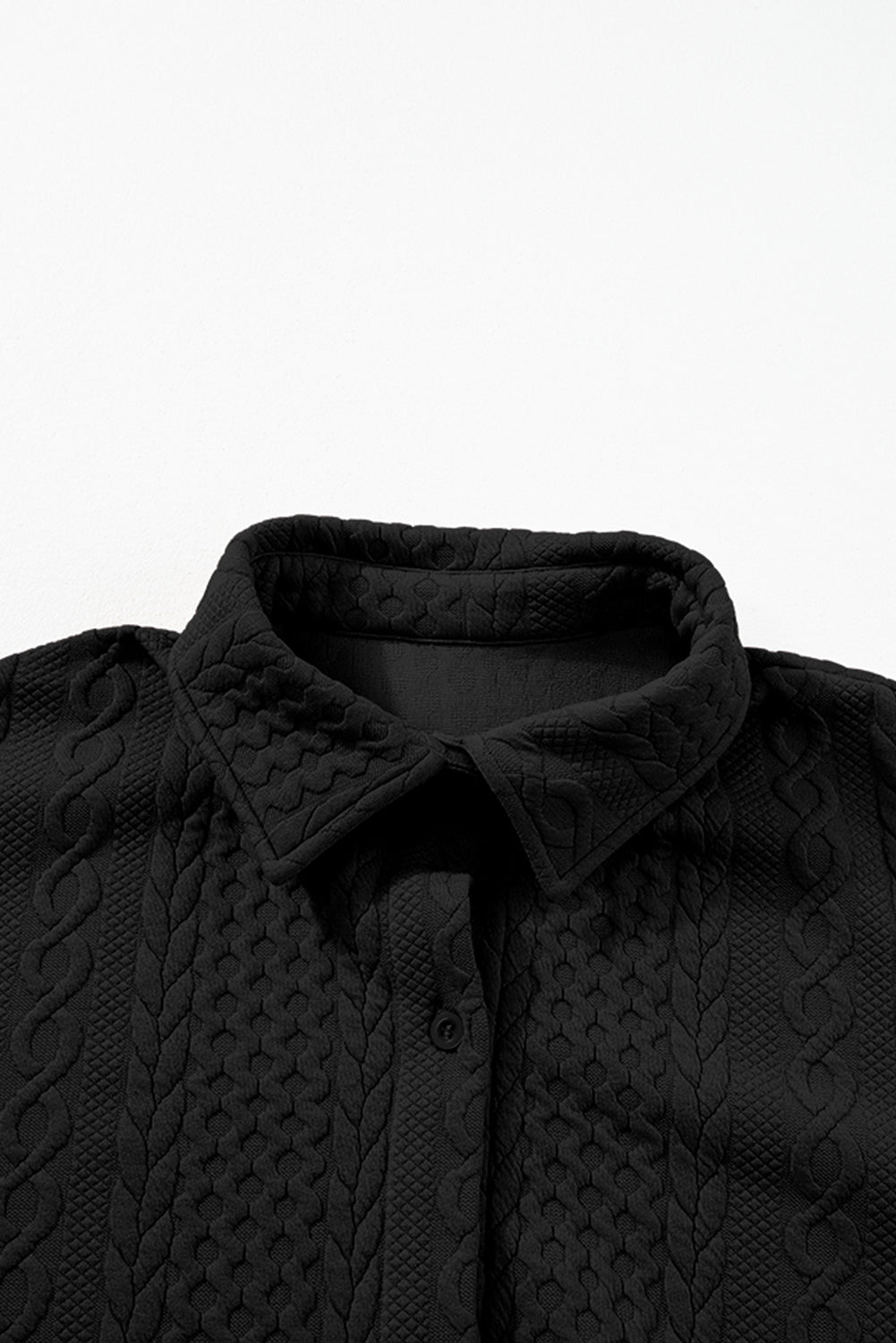 Cable Texture Puff Sleeve Loose Shacket - KaleaBoutique.com