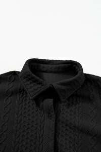 Cable Texture Puff Sleeve Loose Shacket - KaleaBoutique.com
