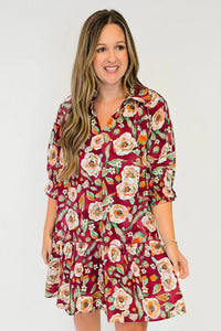 KaleaBoutique Stylish Floral Print Half Sleeve Short Shift Dress - KaleaBoutique.com