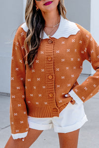 KaleaBoutique Stylish Peter Pan Collar Colorblock Long Sleeve Knitwear Cardigan - KaleaBoutique.com