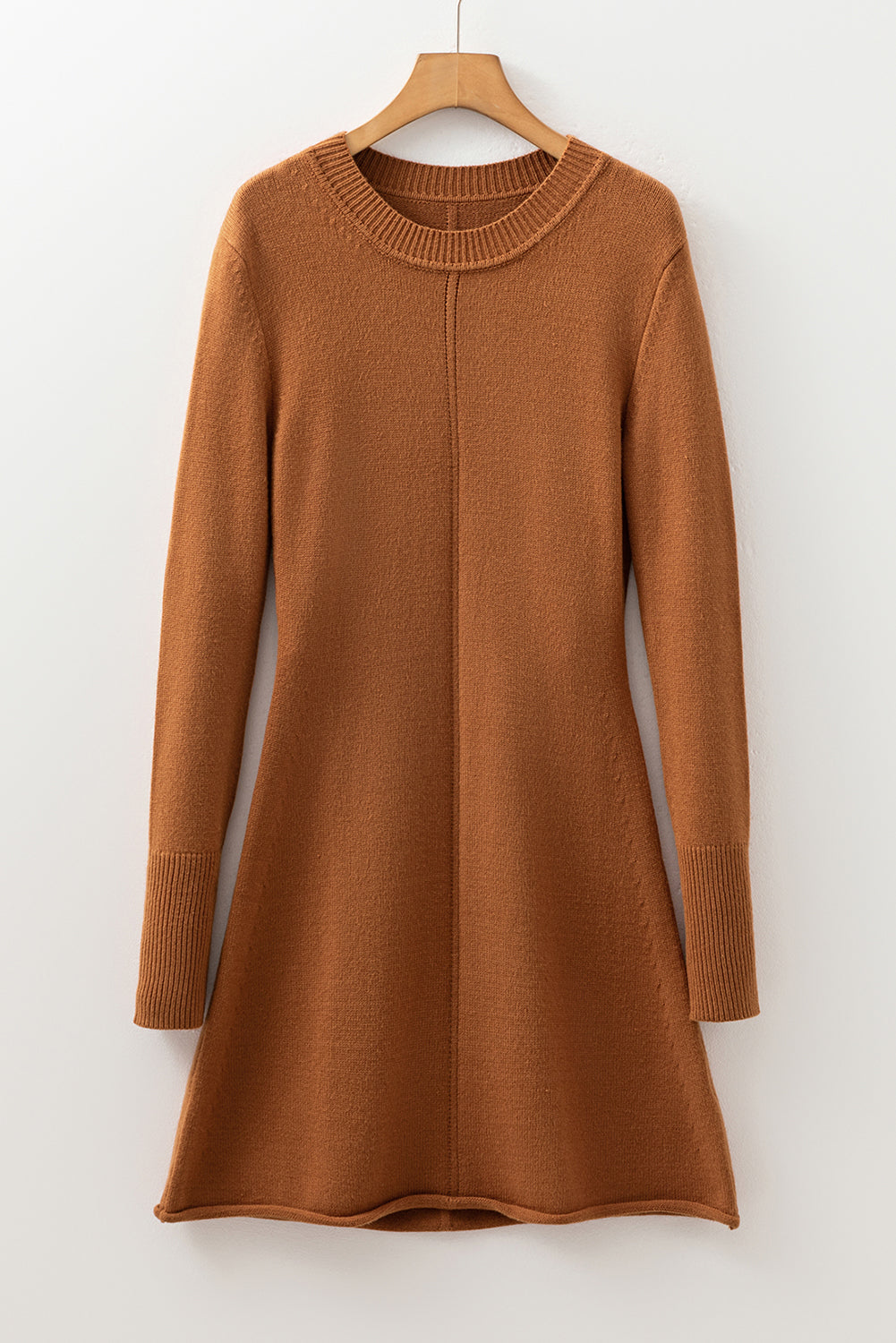 KaleaBoutique Stylish Ribbed Detail Solid Color Mini Sweater Dress - KaleaBoutique.com