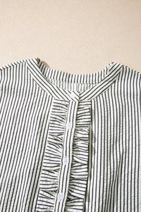 KaleaBoutique Stylish Frilled Detail Half Buttons Short Sleeve Long Dress - KaleaBoutique.com