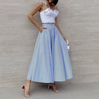 Women's Striped High-Waist Flared Maxi Skirt - KaleaBoutique.com