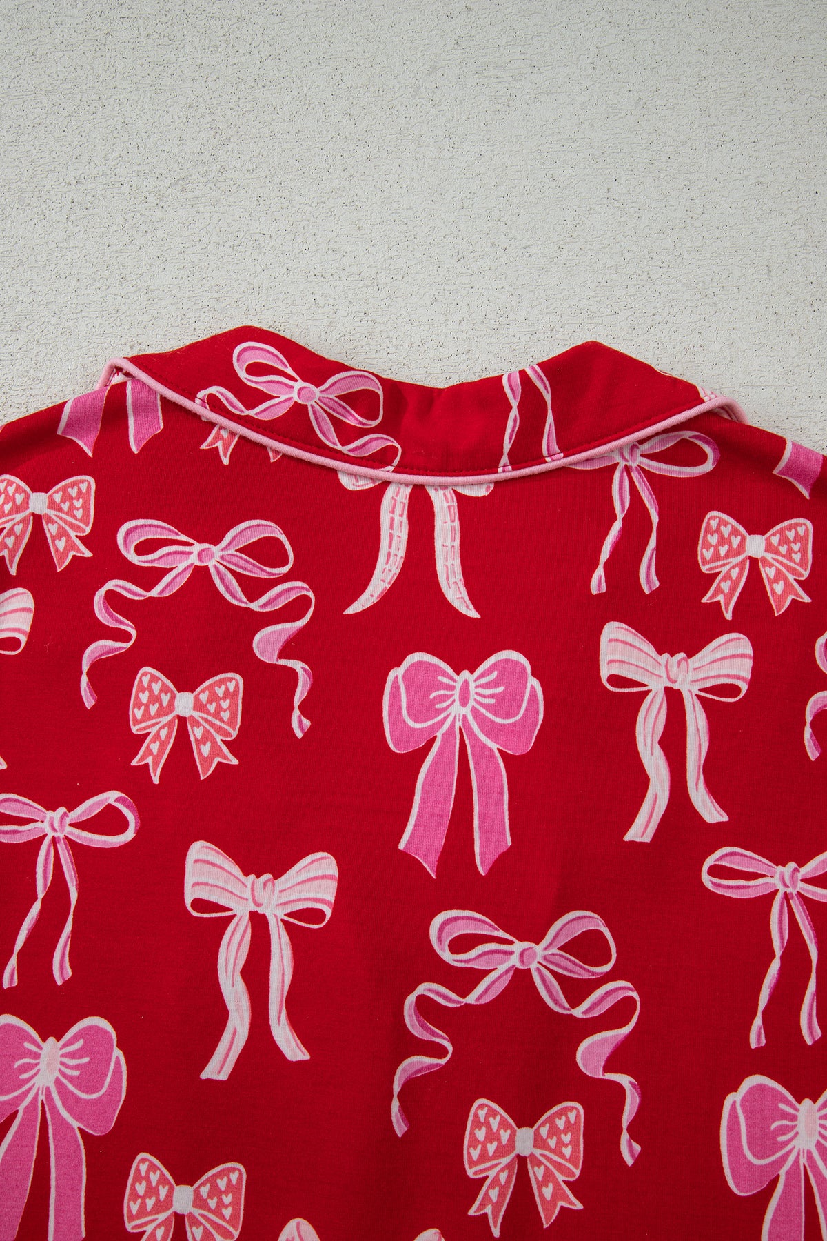 KaleaBoutique Stylish Sweet Bow Print Ruffled Short Sleeve Shirt Shorts 2pcs Pajama Set - KaleaBoutique.com