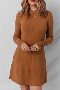 KaleaBoutique Stylish Ribbed Detail Solid Color Mini Sweater Dress - KaleaBoutique.com