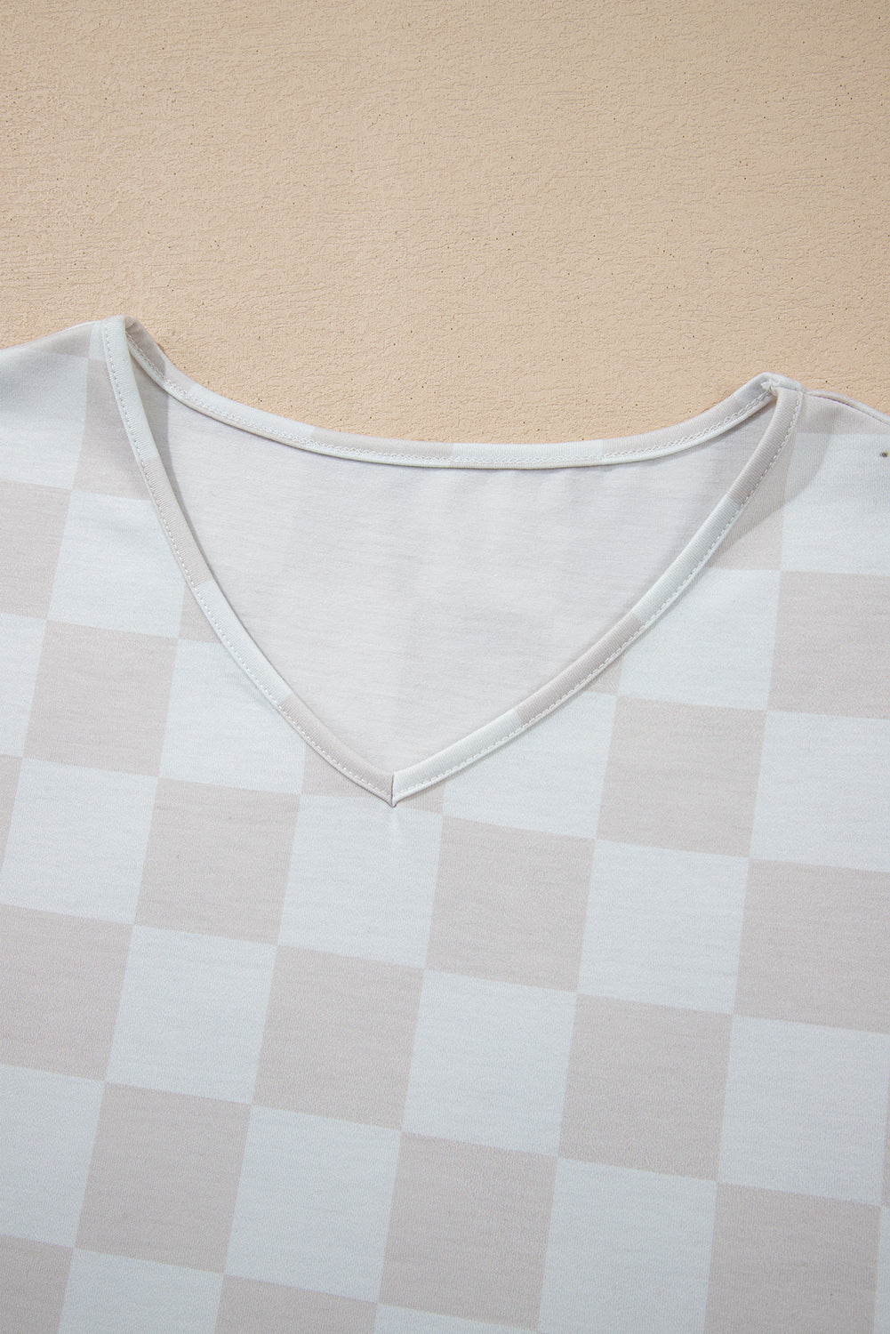 KaleaBoutique Stylish Checkered V Neck Tee Drawstring Shorts Lounge Set - KaleaBoutique.com