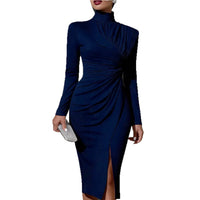 Women's Turtleneck Long-Sleeve Midi Dress - KaleaBoutique.com